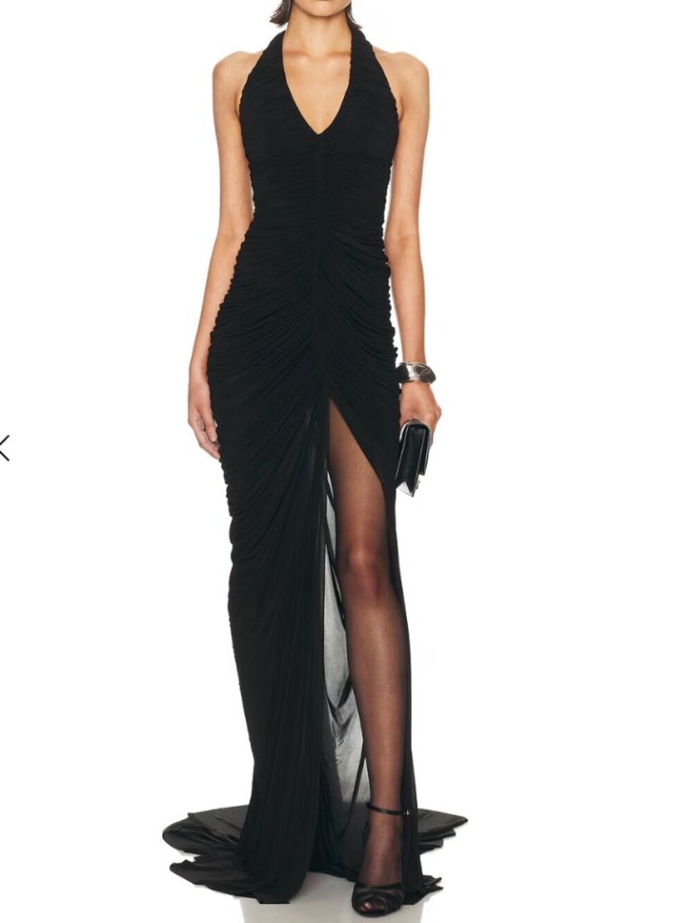 Francesco Murano V-Neck Maxi Dress in Black IT38/Size XS